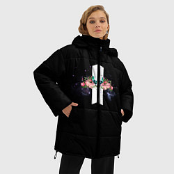 Куртка зимняя женская BTS: Floral Minimalist, цвет: 3D-светло-серый — фото 2