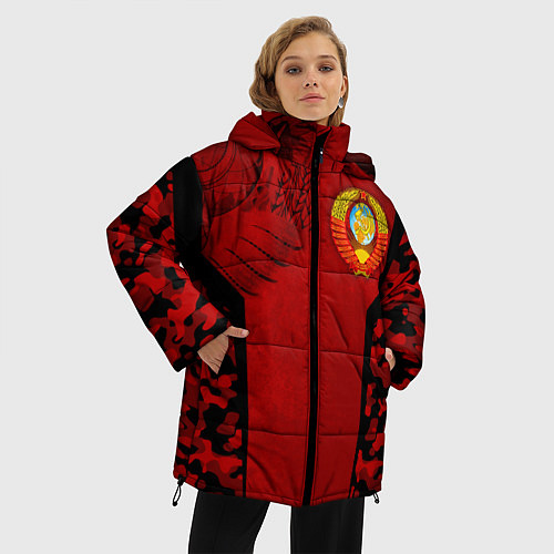Женская зимняя куртка Камуфляж СССР / 3D-Черный – фото 3