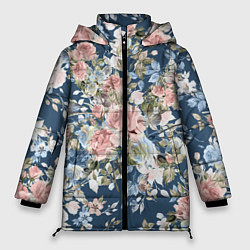 Куртка зимняя женская Цветущие розы, цвет: 3D-черный