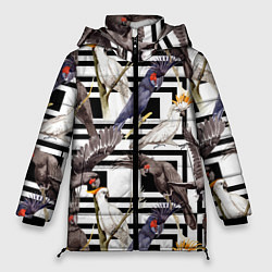 Куртка зимняя женская Попугаи Какаду, цвет: 3D-светло-серый