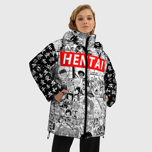 Женская зимняя куртка HENTAI Style / 3D-Красный – фото 3