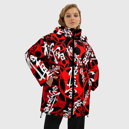Женская зимняя куртка Каратэ киокушинкай паттерн / 3D-Черный – фото 3