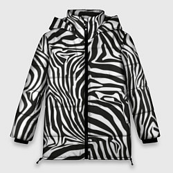 Куртка зимняя женская Полосы шкура зебры, цвет: 3D-черный