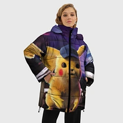 Куртка зимняя женская Пикачу Детектив, цвет: 3D-черный — фото 2