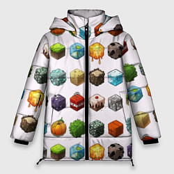 Куртка зимняя женская Minecraft Cubes, цвет: 3D-черный