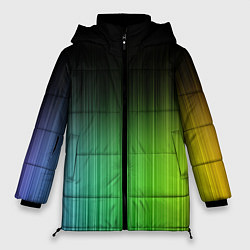 Куртка зимняя женская Неоновые полосы - Минимализм, цвет: 3D-черный