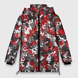 Куртка зимняя женская Камуфляж с буквами F C S M, цвет: 3D-красный