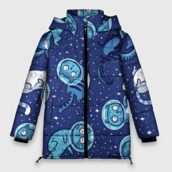 Куртка зимняя женская Кот Космонавт, цвет: 3D-черный