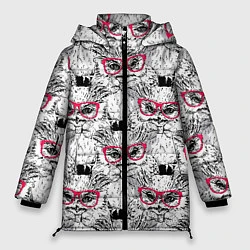 Куртка зимняя женская Совы в очках, цвет: 3D-черный
