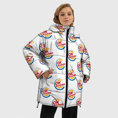 Женская зимняя куртка OK boomer logo / 3D-Светло-серый – фото 3