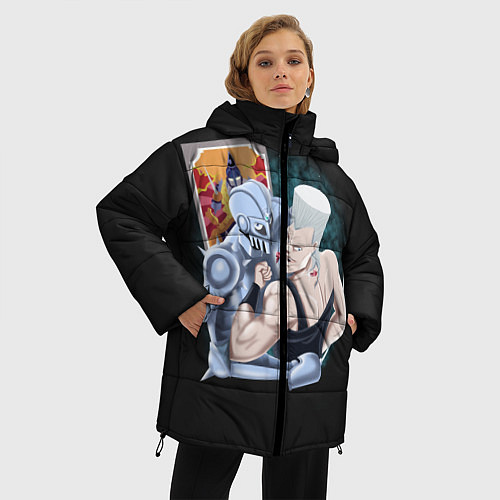 Женская зимняя куртка Приключения ДжоДжо / 3D-Черный – фото 3