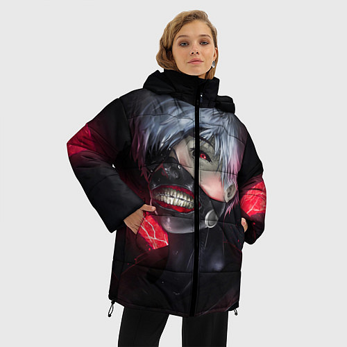 Женская зимняя куртка Токийский Гуль / 3D-Черный – фото 3