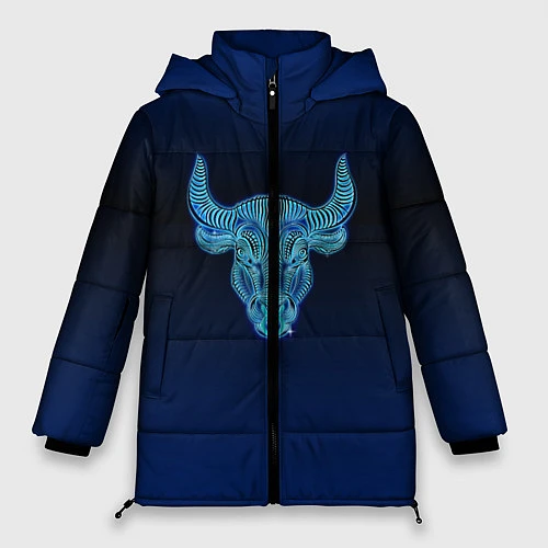 Женская зимняя куртка Знаки Зодиака Телец / 3D-Светло-серый – фото 1