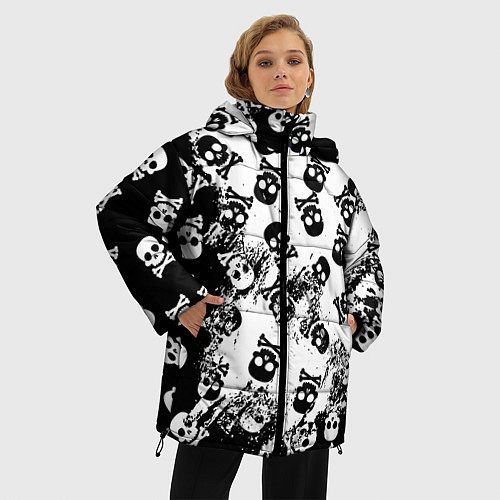 Женская зимняя куртка Черепа / 3D-Черный – фото 3