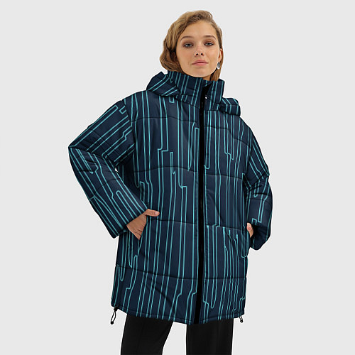 Женская зимняя куртка Стильный узор / 3D-Черный – фото 3