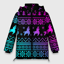 Куртка зимняя женская FORTNITE НОВОГОДНИЙ, цвет: 3D-черный