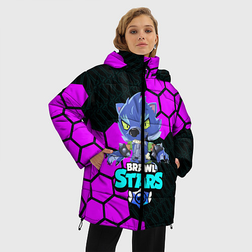 Женская зимняя куртка BRAWL STARS ОБОРОТЕНЬ LEON / 3D-Черный – фото 3