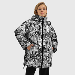 Куртка зимняя женская Ахегао с щупальцами, цвет: 3D-черный — фото 2