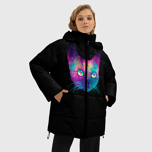 Женская зимняя куртка Котейка / 3D-Черный – фото 3