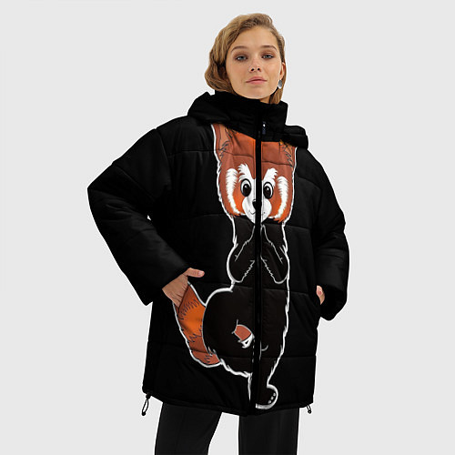Женская зимняя куртка Енот / 3D-Черный – фото 3