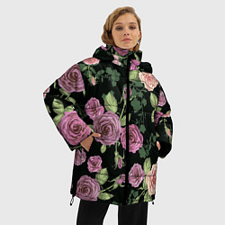 Куртка зимняя женская Кусты роз, цвет: 3D-черный — фото 2