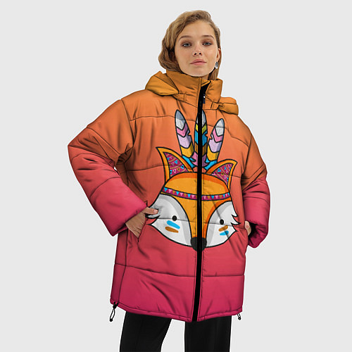 Женская зимняя куртка Лиса Индеец / 3D-Красный – фото 3