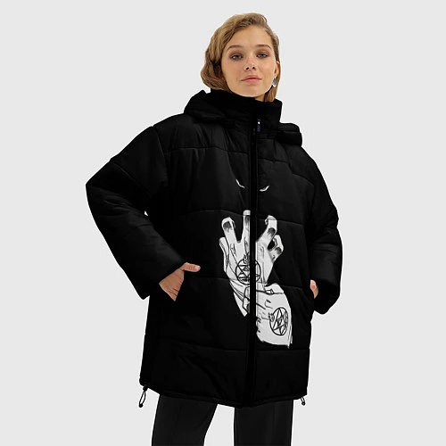 Женская зимняя куртка Выжигющий Искру / 3D-Черный – фото 3
