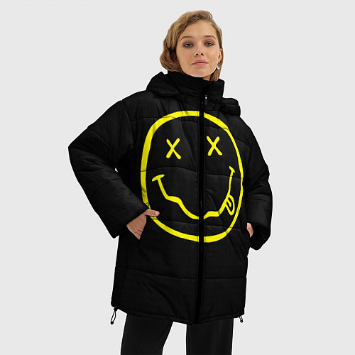 Женская зимняя куртка NIRVANA на спине / 3D-Черный – фото 3