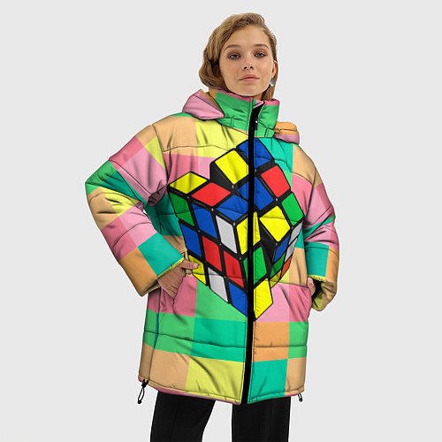 Женская зимняя куртка Кубик Рубика / 3D-Черный – фото 3