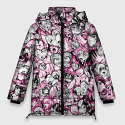 Куртка зимняя женская Ahegao валентинки, цвет: 3D-светло-серый