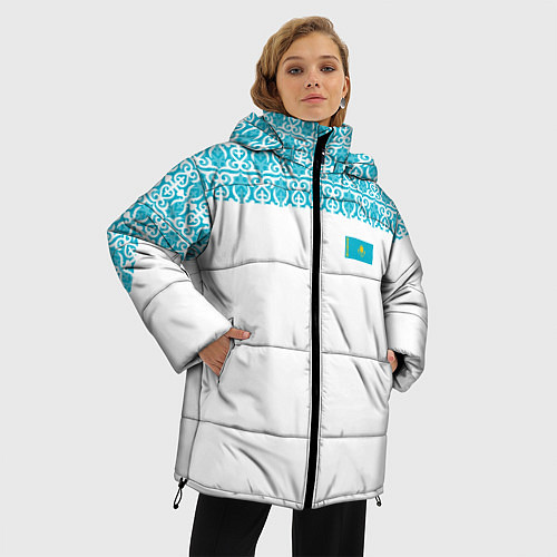 Женская зимняя куртка Казахстан Форма / 3D-Черный – фото 3