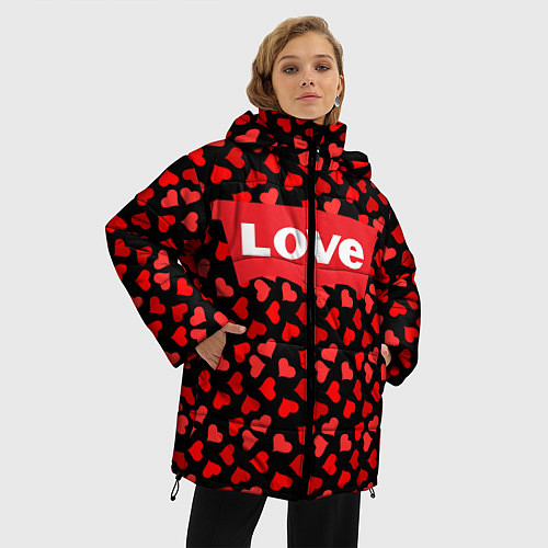 Женская зимняя куртка Love / 3D-Черный – фото 3