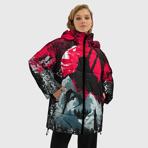 Женская зимняя куртка Ведьмак / 3D-Черный – фото 3