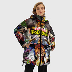 Куртка зимняя женская MY HERO ACADEMIA коллаж из героев, цвет: 3D-черный — фото 2
