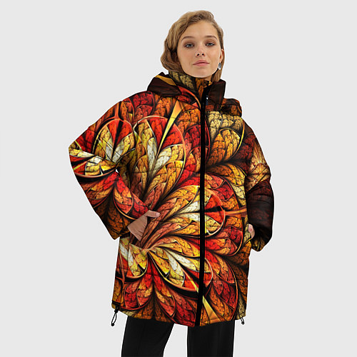 Женская зимняя куртка ФРАКТАЛЬНЫЙ УЗОР / 3D-Черный – фото 3