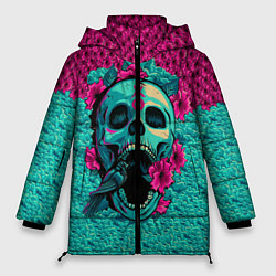 Куртка зимняя женская Неоновый череп, цвет: 3D-черный