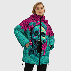 Куртка зимняя женская Неоновый череп, цвет: 3D-черный — фото 2