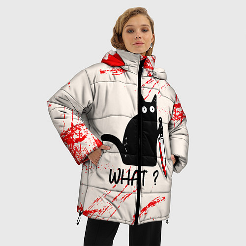 Женская зимняя куртка What cat / 3D-Черный – фото 3