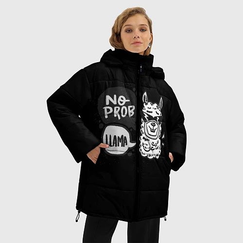 Женская зимняя куртка Лама: Нет проблем / 3D-Черный – фото 3