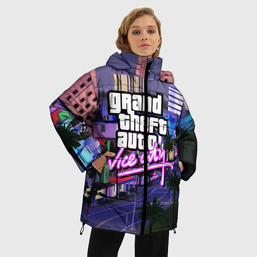 Женская зимняя куртка Grand Theft Auto Vice City / 3D-Черный – фото 3