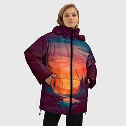 Куртка зимняя женская Minimal forest sunset, цвет: 3D-черный — фото 2