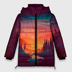 Куртка зимняя женская Minimal forest sunset, цвет: 3D-светло-серый