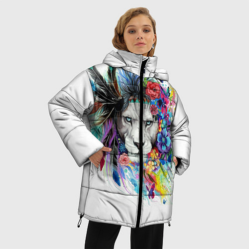 Женская зимняя куртка Лев / 3D-Черный – фото 3