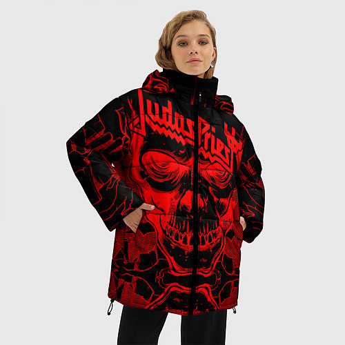 Женская зимняя куртка Judas Priest / 3D-Черный – фото 3