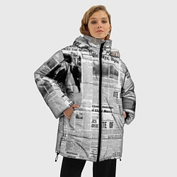 Куртка зимняя женская Газета Newspaper, цвет: 3D-черный — фото 2
