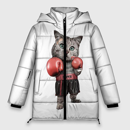 Женская зимняя куртка Кот боксёр / 3D-Красный – фото 1