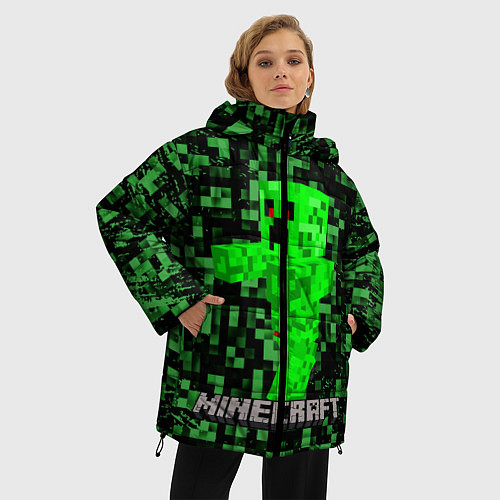 Женская зимняя куртка MINECRAFT CREEPER / 3D-Черный – фото 3