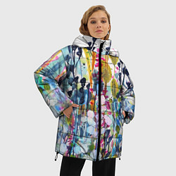 Куртка зимняя женская Watercolor Flowers, цвет: 3D-черный — фото 2