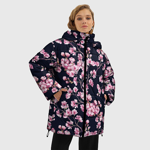 Женская зимняя куртка Сакура / 3D-Черный – фото 3
