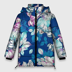 Куртка зимняя женская Нежные цветы, цвет: 3D-светло-серый